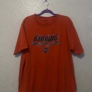 Vintage Harley Davidson Sturgis 2005 Black Hills Rally Orange T-Shirt Size XXL